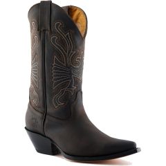 Grinders Unisex Buffalo Pointed Western Cowboy Boots - Brown