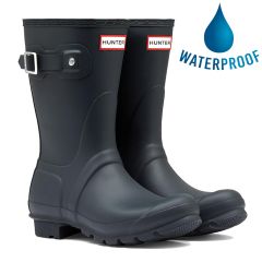 Hunter Womens Original Short Wellies Rain Boots - Navy
