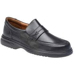 Roamers Mens Wide Fit Leather Slip On Shoe - Black - M707A