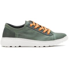 On Foot Mens Basket Canvas Lace Up Trainers Shoes - Kaky