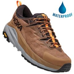 Hoka One One Mens Kaha Low GTX Waterproof Walking Shoes - Otter Persimmon Orange