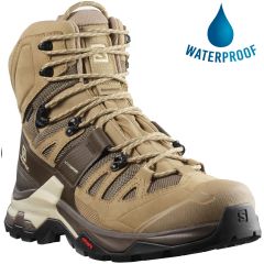 Salomon Mens Quest 4 GTX Waterproof Walking Hiking Boots - Kelp Wren Bleached Sand