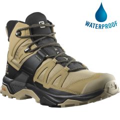 Salomon Mens X Ultra 4 Mid GTX Waterproof Boots - Kelp Black Safari