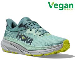 Hoka Women's Challenger 7 Wide Fit Trail Shoes Trainers - Green Mist Trellis
