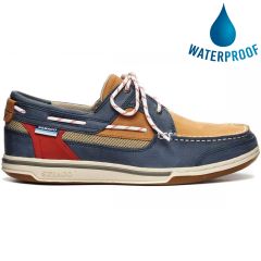 Sebago Triton Legacy Leather Boat Deck Shoes - Blue Navy Cognac Red