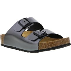 Plakton Womens Malaga Adjustable Slide Sandals - Pewter