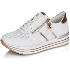 Remonte Womens D1310 Zip Trainers - White Rose Gold