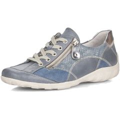 Remonte Womens Wide Fit Zip Lace Up Trainers Shoes - Jeans Blue