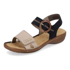 Rieker Womens Adjustable Comfort Sandals - Navy Biege
