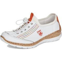 Rieker Womens N42T0 Slip On Shoe - White Orange