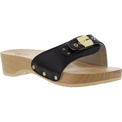 Scholl Womens Pescura Heel Wooden Slide Sandal - Black