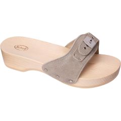 Scholl Womens Pescura Heel Wooden Slide Sandal - Grey