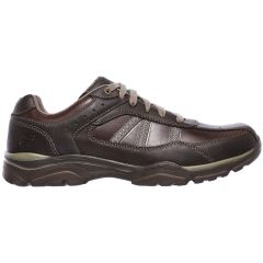 Skechers Mens Rovato Texon Extra Wide Fit Leather Lace Up Shoes - Chocolate