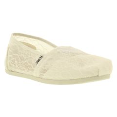 Toms Womens Classic Lace Slip On Espadrille Shoes - White Lace