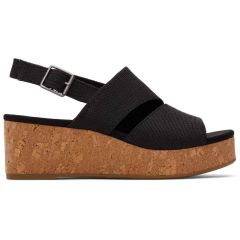Toms Womens Claudine Slingback Wedge Sandals - Black Canvas