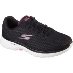Skechers Womens Go Walk 6 Iconic Wide Fit Trainers - Black Hot pink