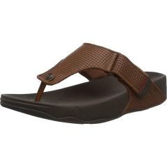 FitFlop Mens Trakk II Leather Toe Post Sandals - Dark Tan
