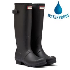 Hunter Womens Original Back Adjustable Wellies Rain Boots - Black