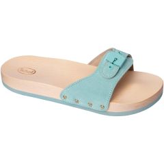 Scholl Womens Pescura Flat Wooden Slide Sandal - Aquamarine