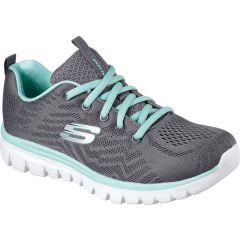 Skechers Womens Graceful Get Connected Wide Fit Trainers - Charcoal Grey