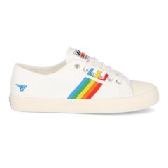 Gola Womens Coaster Rainbow Classics Canvas Trainers Shoes - Off White Multi