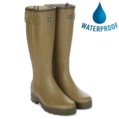 Le Chameau Mens Wellies Chasseur Jersey Zip Rain Boots - Vert Vierzon