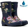 Joules Womens Molly Welly Short Wellington Boots - Navy Floral