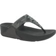 FitFlop Womens Lulu Glitz Toe Post Sandals - All Black