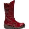 Fly London Mes 2 Womens Mid Calf Wedge Zip Up Boots - Red