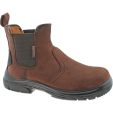 Grafters Mens Slip On Extra Wide Steel Toe Cap Chelsea Boots - Brown