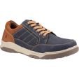 Hush Puppies Mens Finley Wide Fit Shoes - Navy Tan