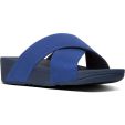 Fitflop Womens Lulu Shimmerlux Cross Slide Sandals - Midnight Blue