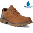 Ecco Shoes Mens Tredtray Waterproof Leather Shoes - Amber Cocoa Brown