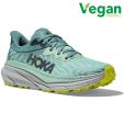 Hoka One One Womens Challenger 7 Wide Fit Trail Shoes Trainers - Green Mist Trellis
