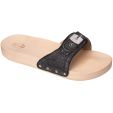 Scholl Womens Pescura Flat Wooden Slide Sandal - Black