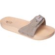 Scholl Womens Pescura Flat Wooden Slide Sandal - Grey