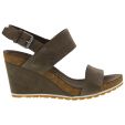 Timberland Womens Capri Sunset Leather Wedge Sandals - A1MSN Olive