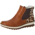 Rieker Womens Zip Up Wedge Chelsea Ankle Boots - Cayenne Natur Brown