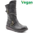 Heavenly Feet Womens Hannah 2 Vegan Wedge Boots - Black