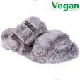 Skechers Womens Cozy Wedge Vegan Faux Fur Slide Slippers - Grey