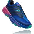 Hoka One One Womens Speedgoat 4 Running Shoes - Dazzling Blue Phlox Pink
