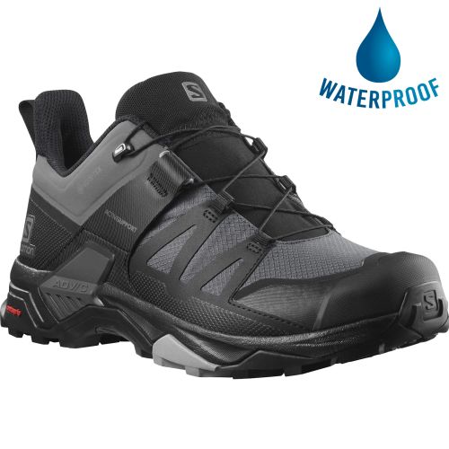 Footpad morgue Vedholdende Salomon Mens X Ultra 4 GTX Wide Fit Waterproof Shoes - Magnet Black Monument