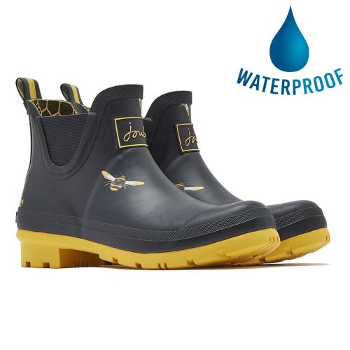 Black Ankle Wellies Womens Casual Short 100% Waterproof Rubber Rain Boots UK4-8 
