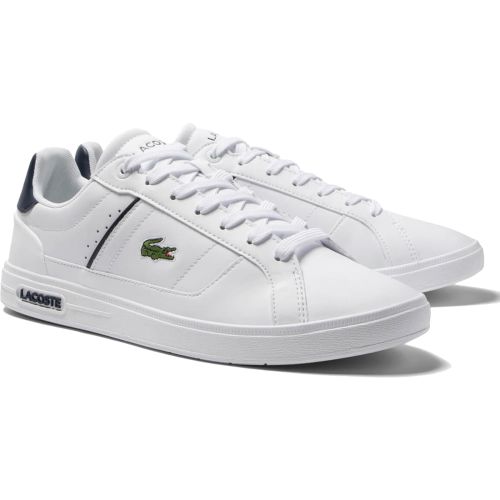 Anstændig animation Modtager maskine Lacoste Mens Europa Pro 123 1 Leather Trainers - White Navy