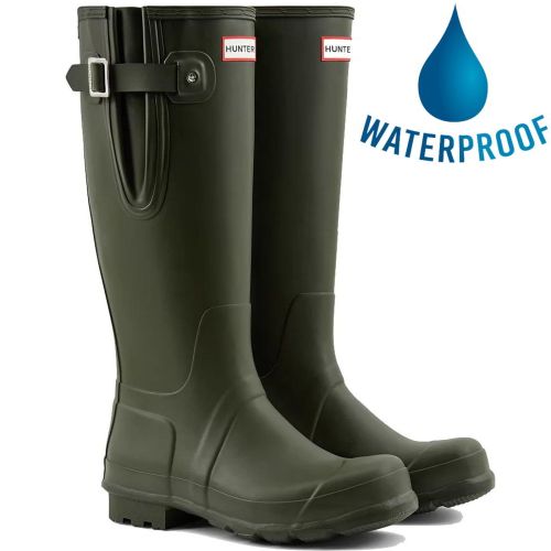 HUNTER Rubber s Original Side Adjustable Wellingtons in Olive for Men Mens Shoes Boots Wellington and rain boots Green 