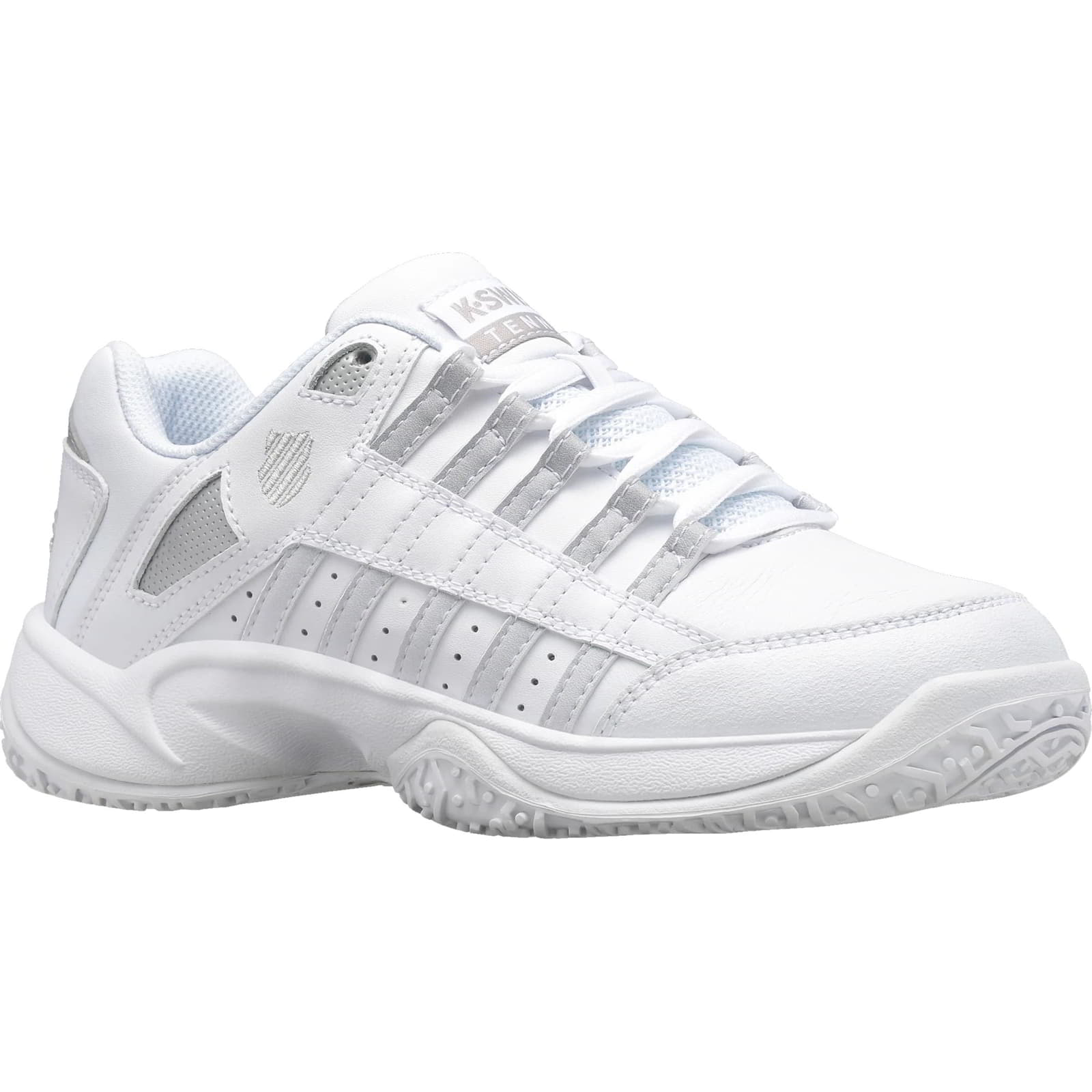 K-Swiss Womens Court Prestir Omni Tennis Shoes - White Silver