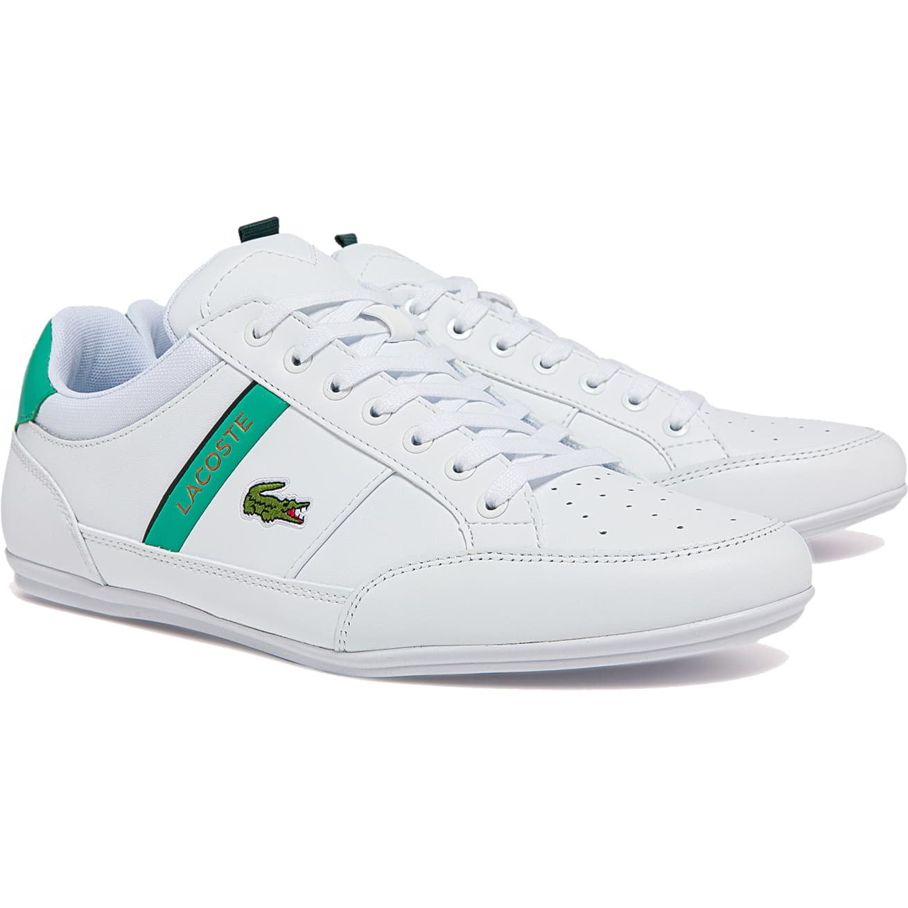 Lacoste Mens Chaymon 722-1 Leather Trainers - White Green 2951
