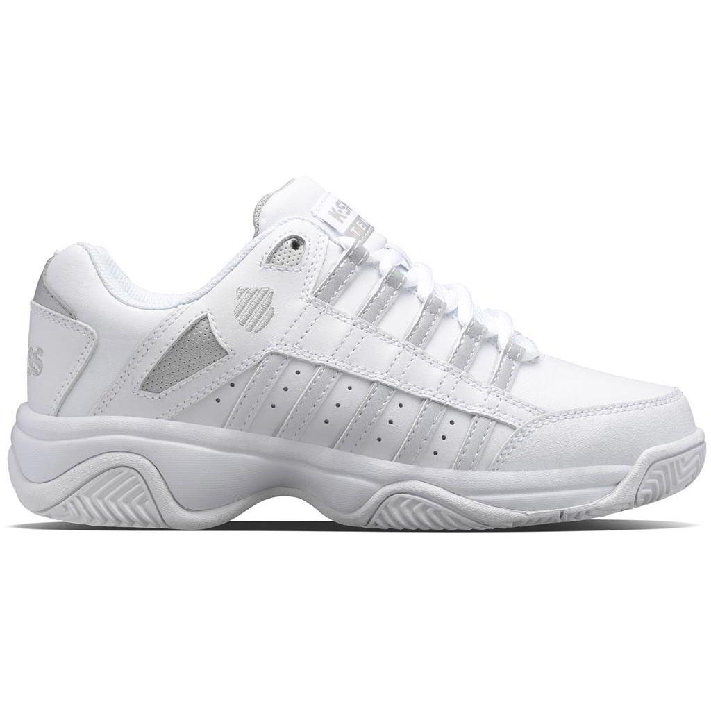 K-Swiss Womens Court Prestir Tennis Shoes - White Silver