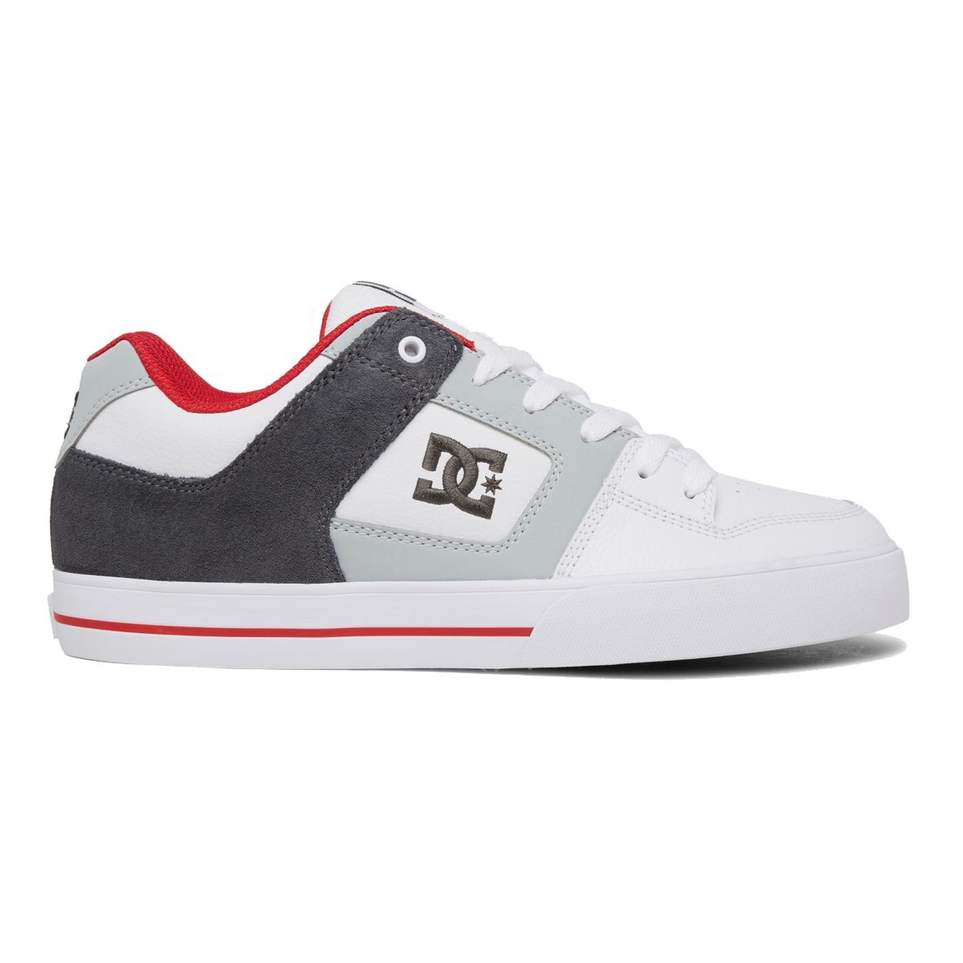 DC Mens Pure Skate Shoes - White Grey Red 2951