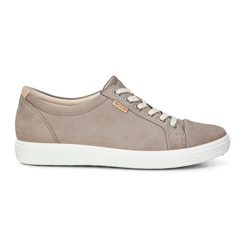 Ecco Shoes Womens Soft 7 Leather Trainers - Warm Grey 2951